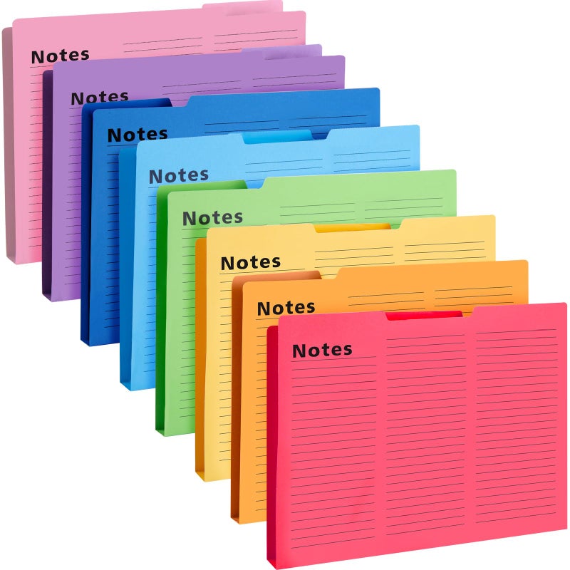 Shindel 16 Pack File Folders Letter Size, Notes Tabbed File Folders with Tabs, 9.6 x 11.5 Inch, 1/3 Cut Tabs, Manilla Letter Size Folder for Back to School, Business for Document, 8 Vibrant Colors - Image 1