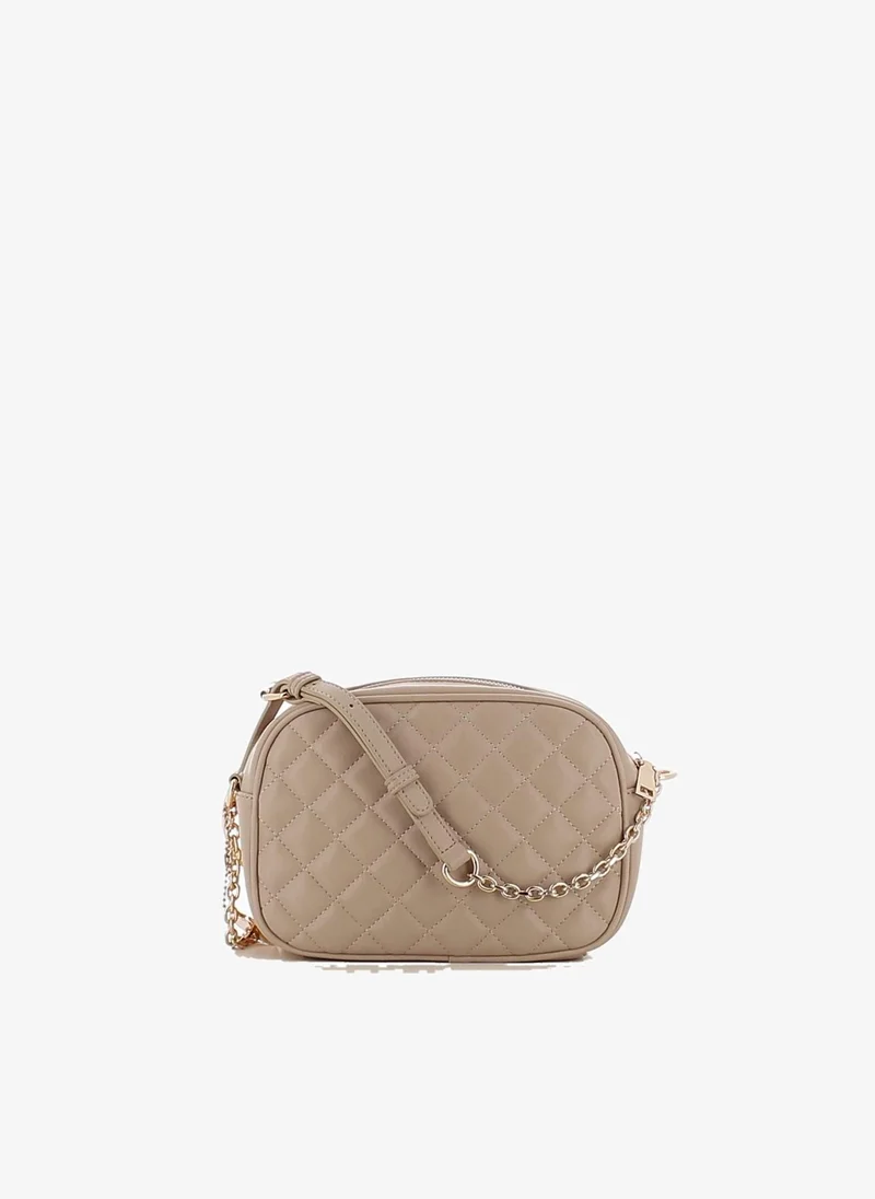 Marina Galanti Marina Galanti Women's Barumini Quilted-Effect Crossbody Bag with Faux-Leather & Chain Strap – Beige
