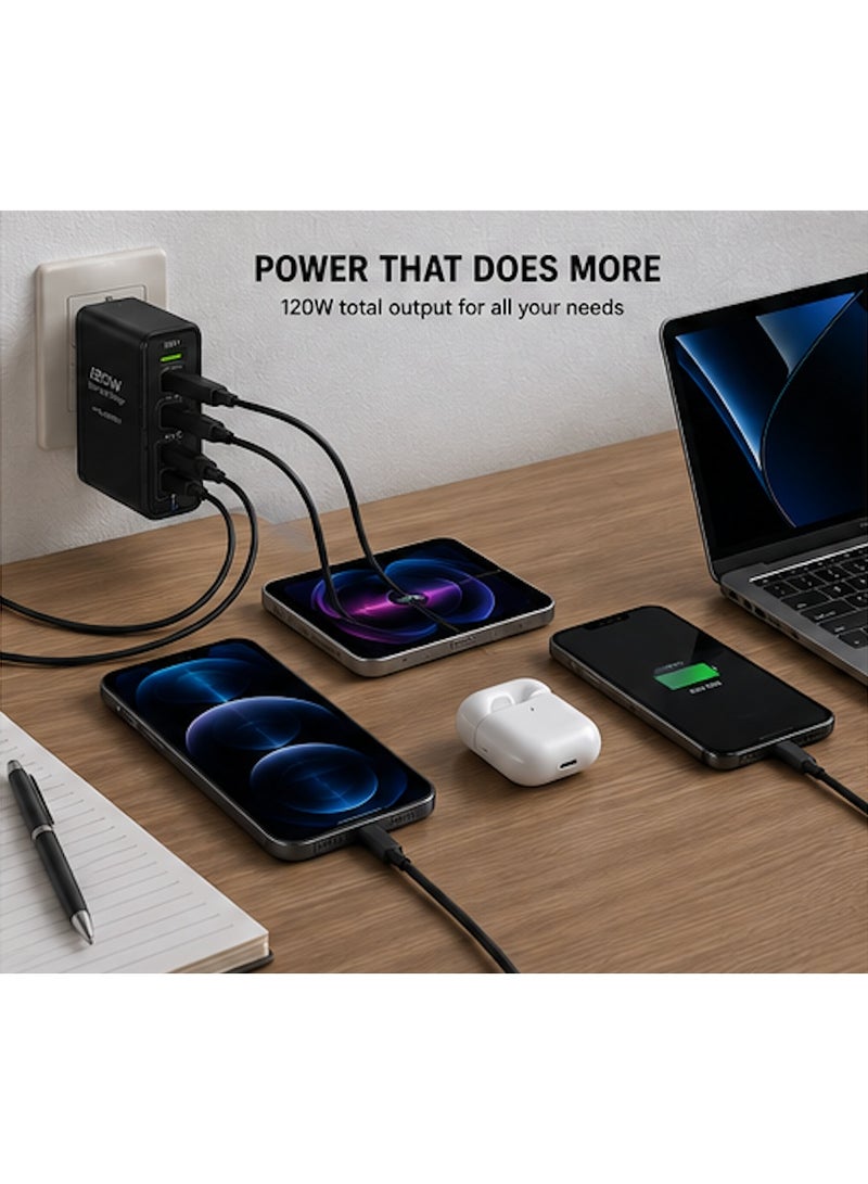 120W Multi Port Super Fast Charger for all device, 3x USB-A, 3x Type-C. - Image 5