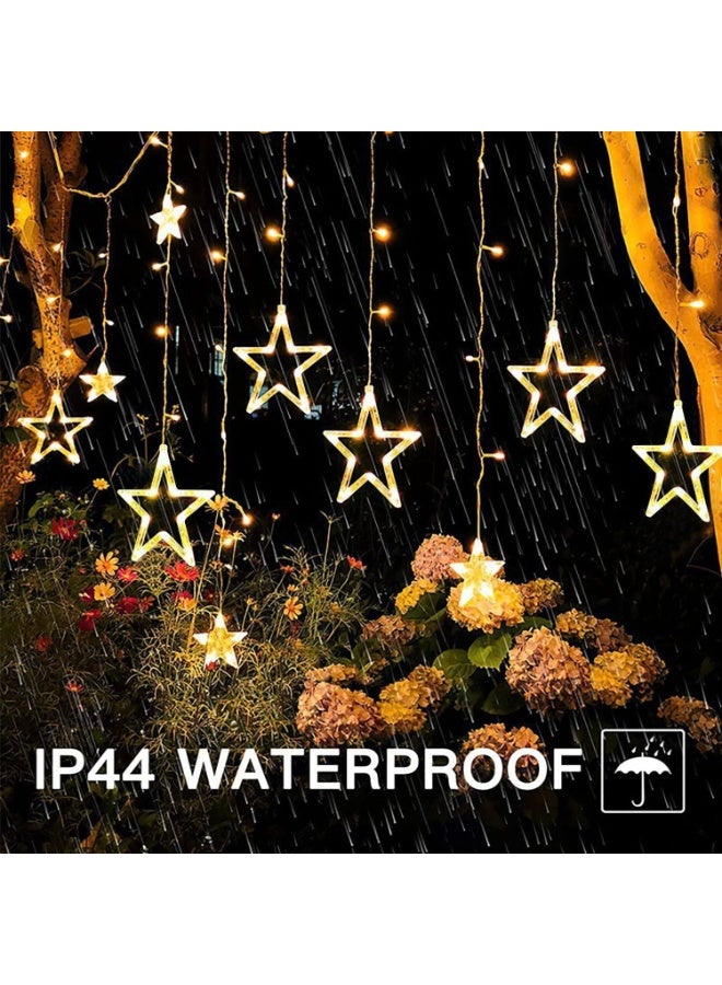 Star String Lights, 3.5M 138 LED Window Curtain Lights, Battery or USB Powered 12 Drops Hanging Decorative Lights for Ramadan Indoor Outdoor Decor, Warm White - Image 3