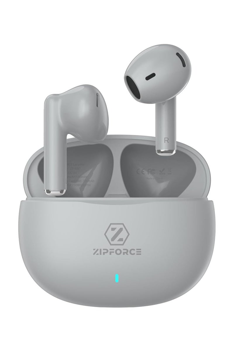 ZIPFORCE True Wireless Earbuds, in-Ear Bluetooth 5.3 Headphones 4-Mics ENC Clear Call, Bluetooth Earbuds Touch Control, IPX6 Waterproof TWS, Light-Weight Earphones, Grey - Image 1
