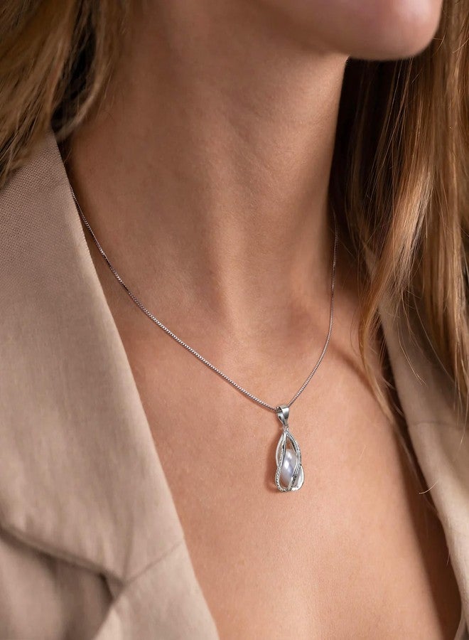 هينجشينج قلادات لؤلؤ للنساء، قلادة من لؤلؤ المياه العذبة، هدية للأم وابنتها، مجوهرات من الفضة الإسترليني عيار 925، هدايا مع رسالة مؤثرة، هدايا لأعياد الميلاد، الكريسماس، عيد الشكر - Image 3