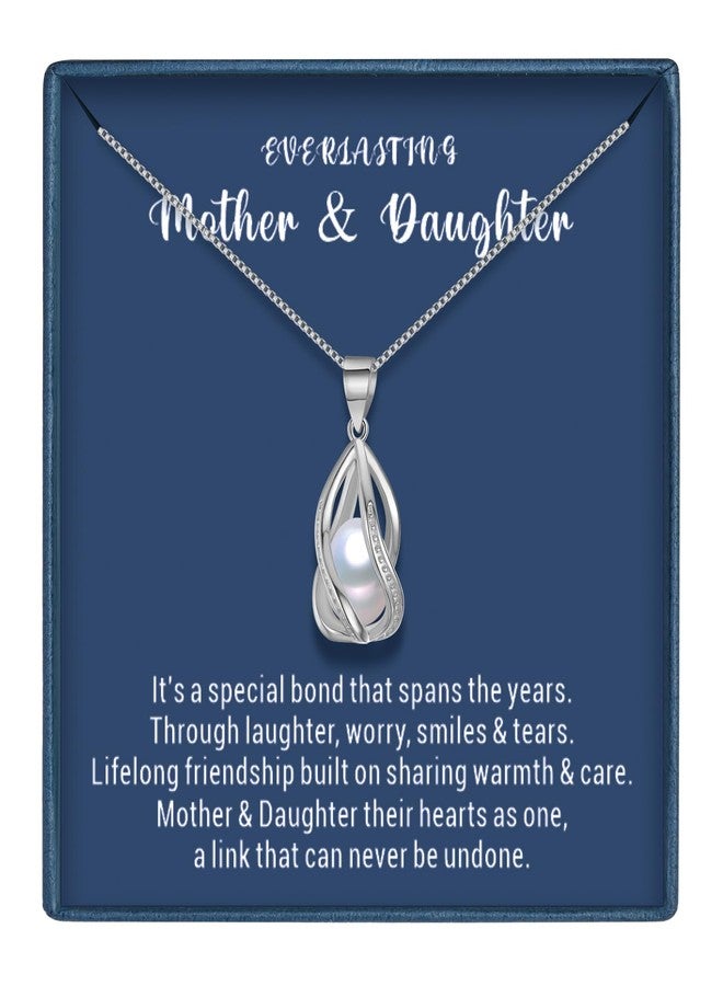 هينجشينج قلادات لؤلؤ للنساء، قلادة من لؤلؤ المياه العذبة، هدية للأم وابنتها، مجوهرات من الفضة الإسترليني عيار 925، هدايا مع رسالة مؤثرة، هدايا لأعياد الميلاد، الكريسماس، عيد الشكر - Image 1