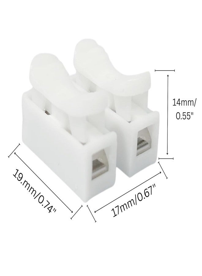 Homenique CH2 2 Pin Push Wire Connector Quick Splice Terminal Block 220V 10A Electrical Clamp Cable Connector for 0.5-2.5mm Wires Compact Design for Safe Wiring (100) - Image 2
