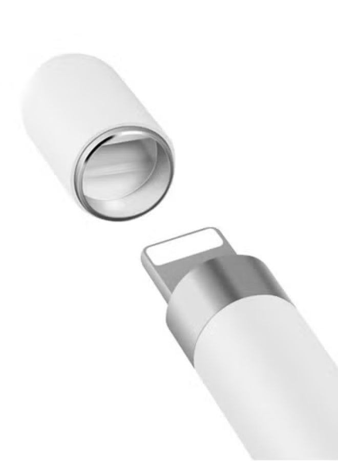 Magnetic iPen Cap Stylus Pen Charging Protective Cap for Apple Pencil 1st Generation White - Image 1