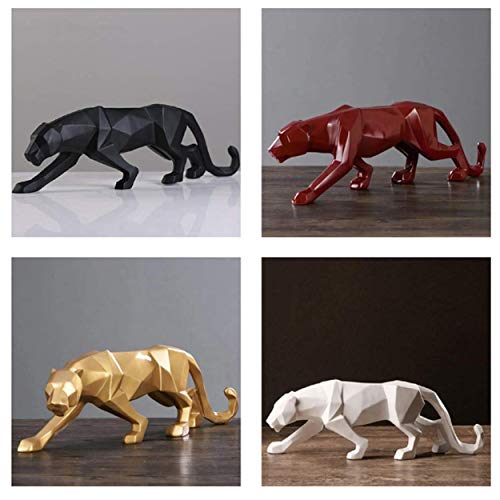 FJWYSANGU Abstract Leopard Statues Panther Sculpture Hand Craved Animal Resin Modern Home Decoration Small Gold - Image 3
