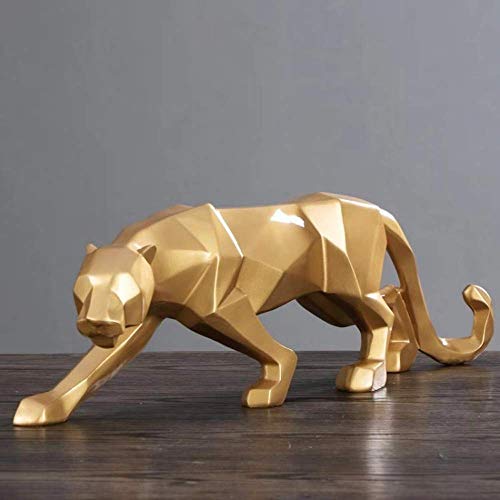 FJWYSANGU Abstract Leopard Statues Panther Sculpture Hand Craved Animal Resin Modern Home Decoration Small Gold - Image 2
