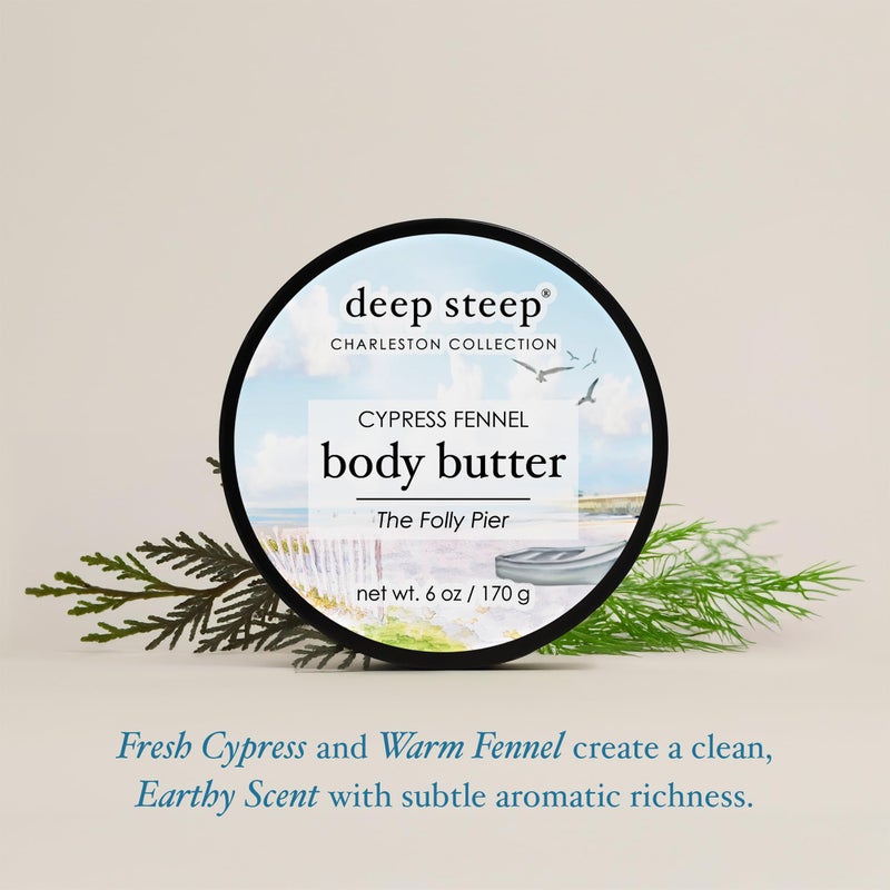 Deep Steep Body Butter, 6 oz â€“ Rich Moisturizer with Ceramides, Coconut Oil, Argan Oil & Aloe Vera â€“ Vegan, Clean Beauty, Smooth & Hydrated Skin (6 Ounces, Cypress Fennel) - Image 3