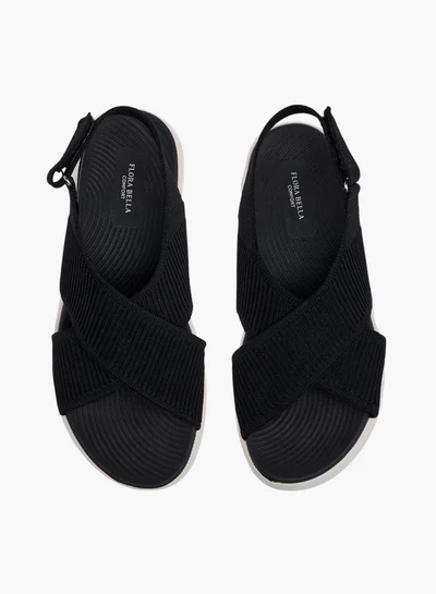 Flora Bella By Shoexpress Cross Strap Flatform Sandals with Hook and Loop Closure