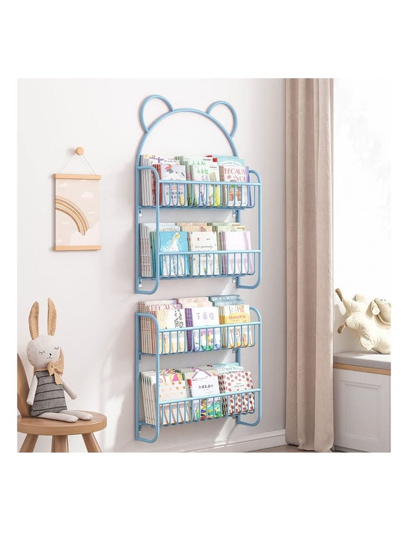 4-layer wall mounted bookshelf, iron bookshelf display storage organizer bookshelf bookcase CD, film and bookshelf  - Image 1