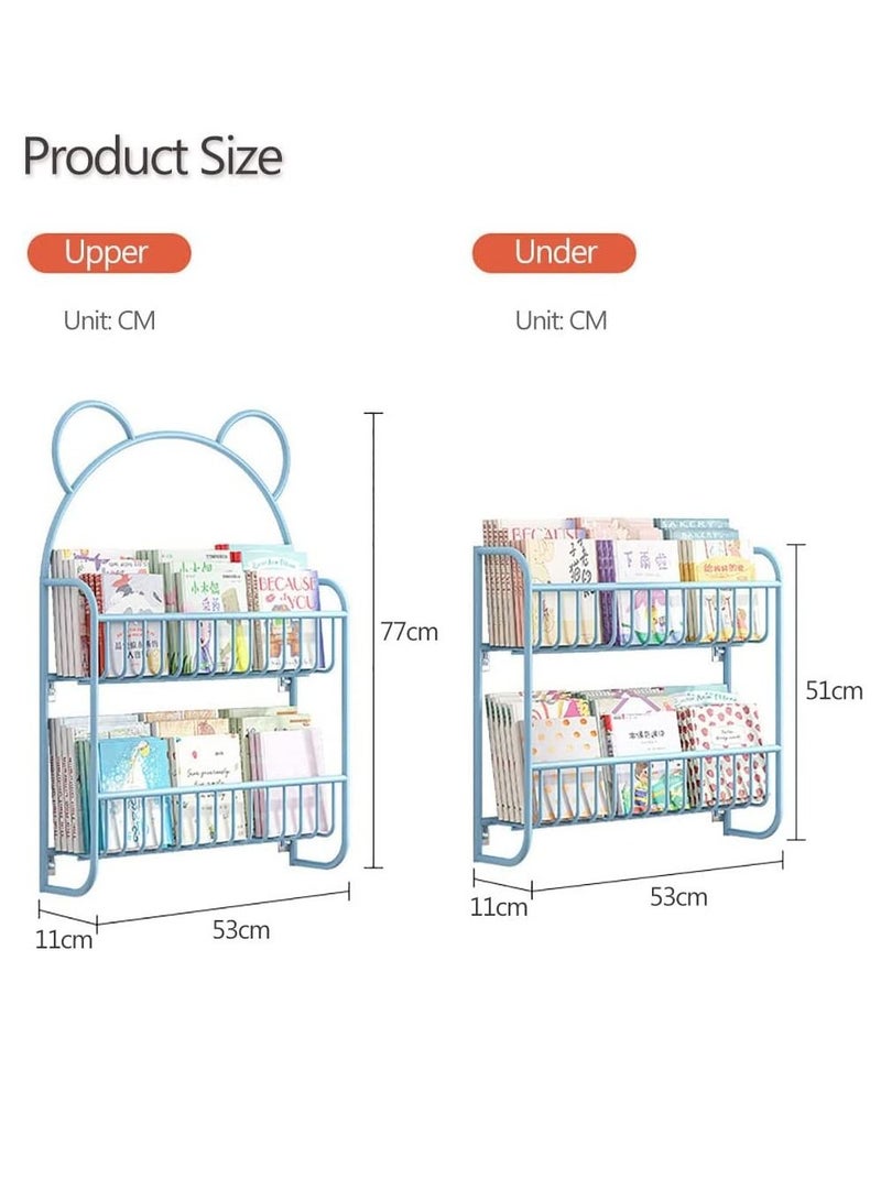 4-layer wall mounted bookshelf, iron bookshelf display storage organizer bookshelf bookcase CD, film and bookshelf  - Image 2