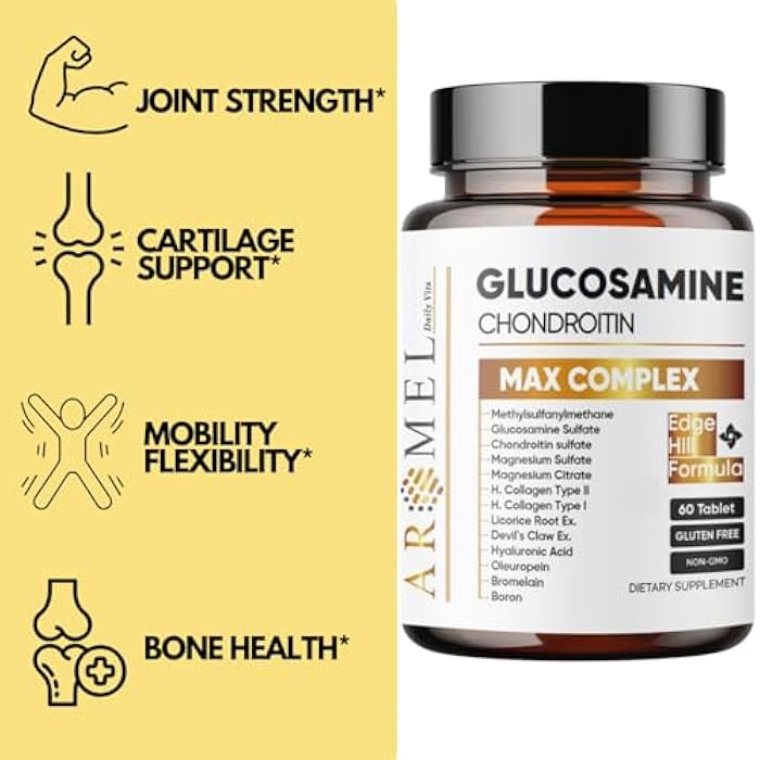 aromel Glucosamine Chondroitin | Turmeric | Msm | Joint Support | Supplement for Relief | 60 Tablets | for | Bones | Back | Knees | Hands - Image 5