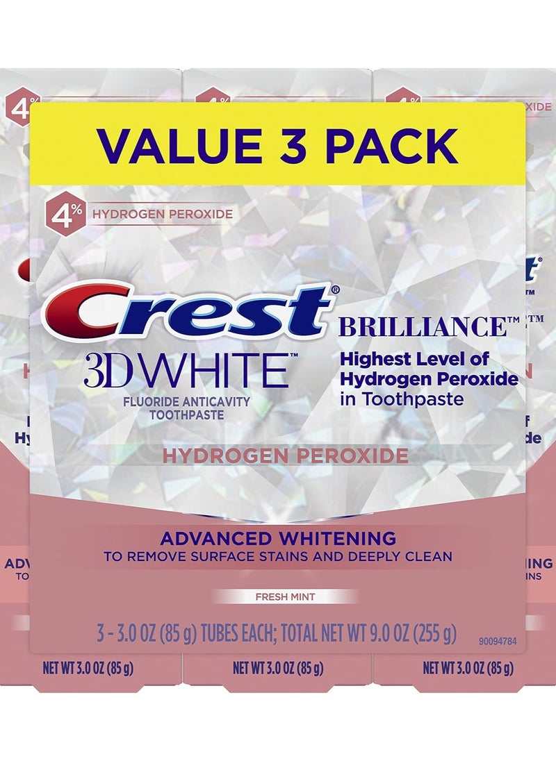 Crest White brilliance hydrogen peroxide toothpaste with fluoride 3 ounce pack3  - Image 3