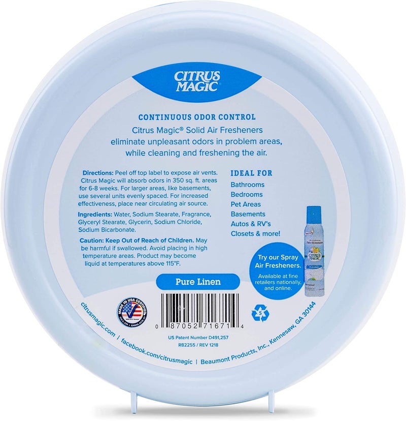Citrus Magic Odor Absorbing Solid Air Freshener, Pure Linen, 8-Ounce, Pack of 1 - Image 2