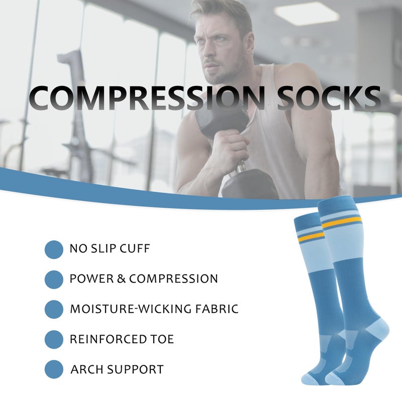 fenglaoda Compression Socks for Women Men Support Circulation 6 Pairs Socks For Nurse, Travel, Flight - Image 2