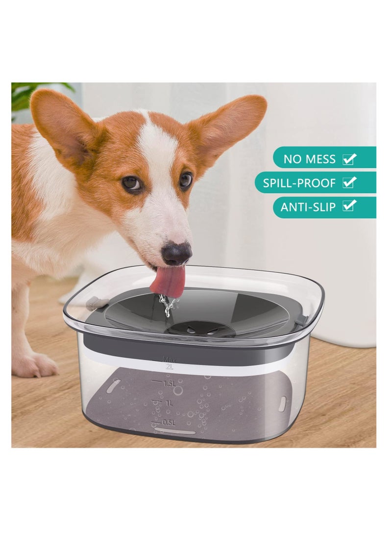 SOLARAE Pet Cat Dog Water Bowl, Non Slip Slow Water Feeder for Cats, 2L Large Capacity No Spill Splash Free Cat Water Bowl, for Dogs Cats Pets(Transparent) - Image 4