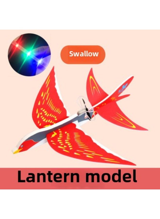 Electric Flying Bird Electric Plane Toy Charging Lantern Children's Foam Airplane Flying Swallow Model Airplane Model Hand Throw Airplane-Color:Red  - Image 1