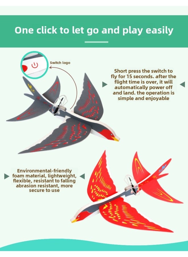 Electric Flying Bird Electric Plane Toy Charging Lantern Children's Foam Airplane Flying Swallow Model Airplane Model Hand Throw Airplane-Color:Red  - Image 4