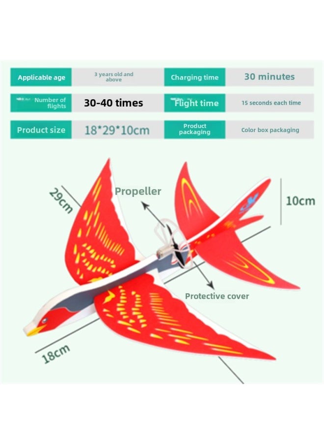 Electric Flying Bird Electric Plane Toy Charging Lantern Children's Foam Airplane Flying Swallow Model Airplane Model Hand Throw Airplane-Color:Red  - Image 2