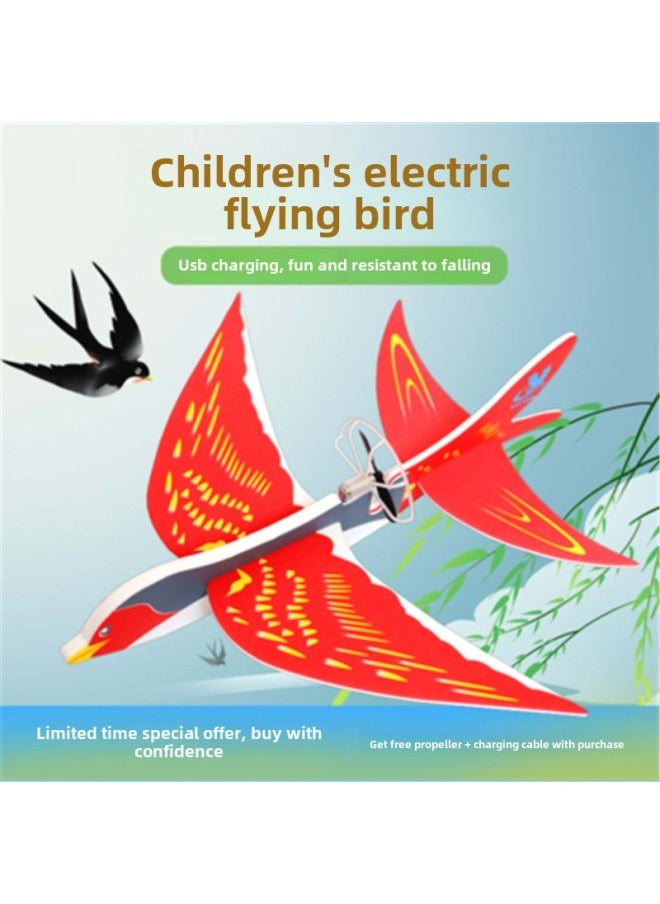 Electric Flying Bird Electric Plane Toy Charging Lantern Children's Foam Airplane Flying Swallow Model Airplane Model Hand Throw Airplane-Color:Red  - Image 3