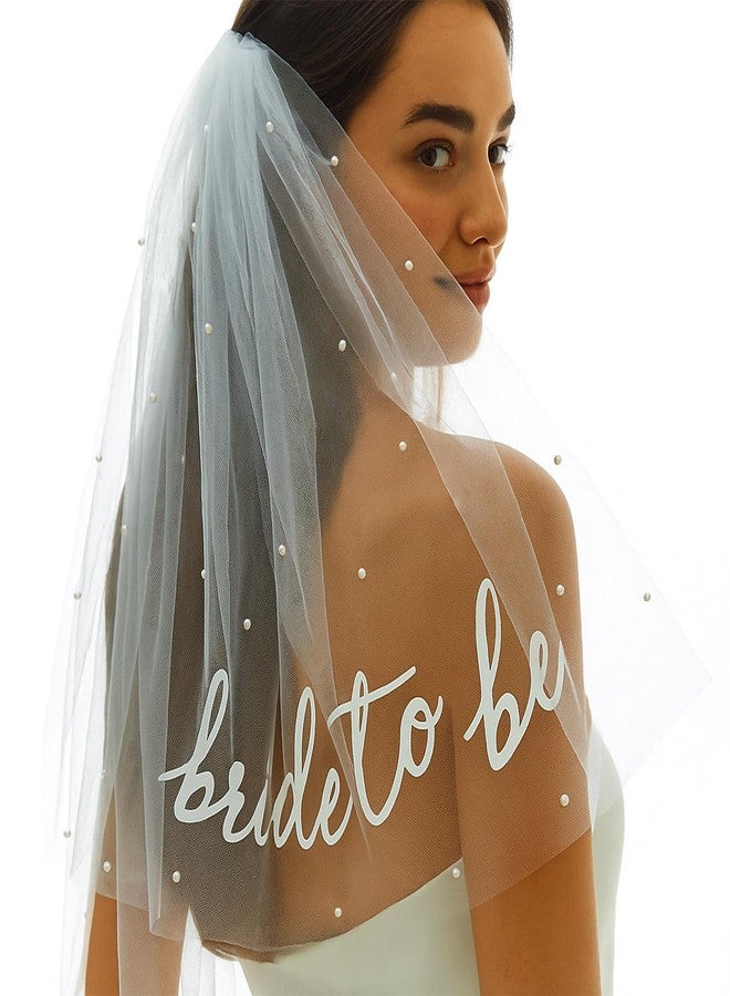TARINI Veil for Bride, Bride to Be Veil - White Tulle Bridal Veil with Pearls & Hair Comb, Bachelorette Party Accessories Bridal Shower Decor Engagement Gift for Bride-to-Be - Image 1