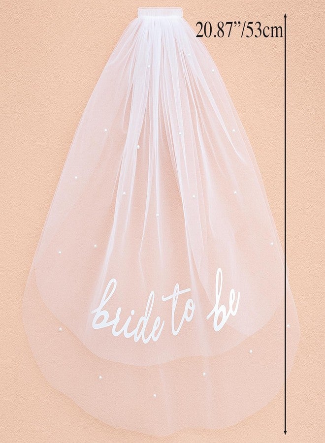 TARINI Veil for Bride, Bride to Be Veil - White Tulle Bridal Veil with Pearls & Hair Comb, Bachelorette Party Accessories Bridal Shower Decor Engagement Gift for Bride-to-Be - Image 2
