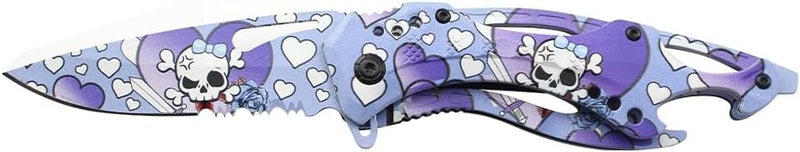 MTECH USA Folding Knife, 3.75-Inch Half-Serrated Blade, Titanium Coating, Glass Breaker, Pocket Clip - Image 5
