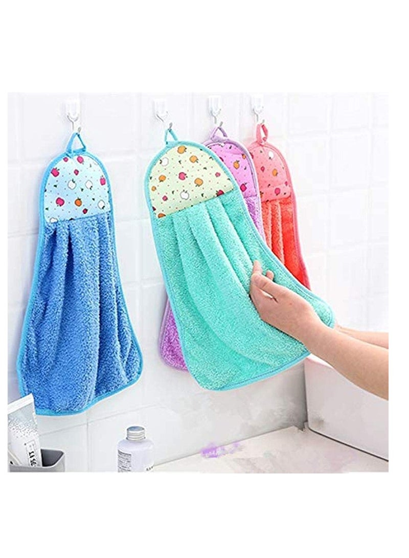 HSR HSR Collection Outlay Home Microfiber Wash Basin Hanging Hand Kitchen Towel Napkin with Ties (44x24 cm, Pack of 4, Multicolor), 200 GSM - Image 1