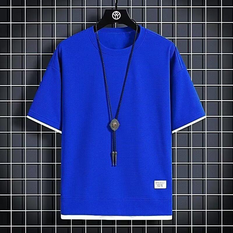 Summer Fake Two-Piece T-Shirt Men'S High-End Casual Large Size Sports Short-Sleeved Three-Quarter Sleeve Bottoming Shirt Men'S Large Size T-Shirt - Image 4