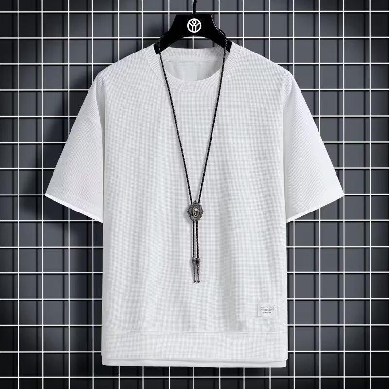 Summer Fake Two-Piece T-Shirt Men'S High-End Casual Large Size Sports Short-Sleeved Three-Quarter Sleeve Bottoming Shirt Men'S Large Size T-Shirt - Image 3