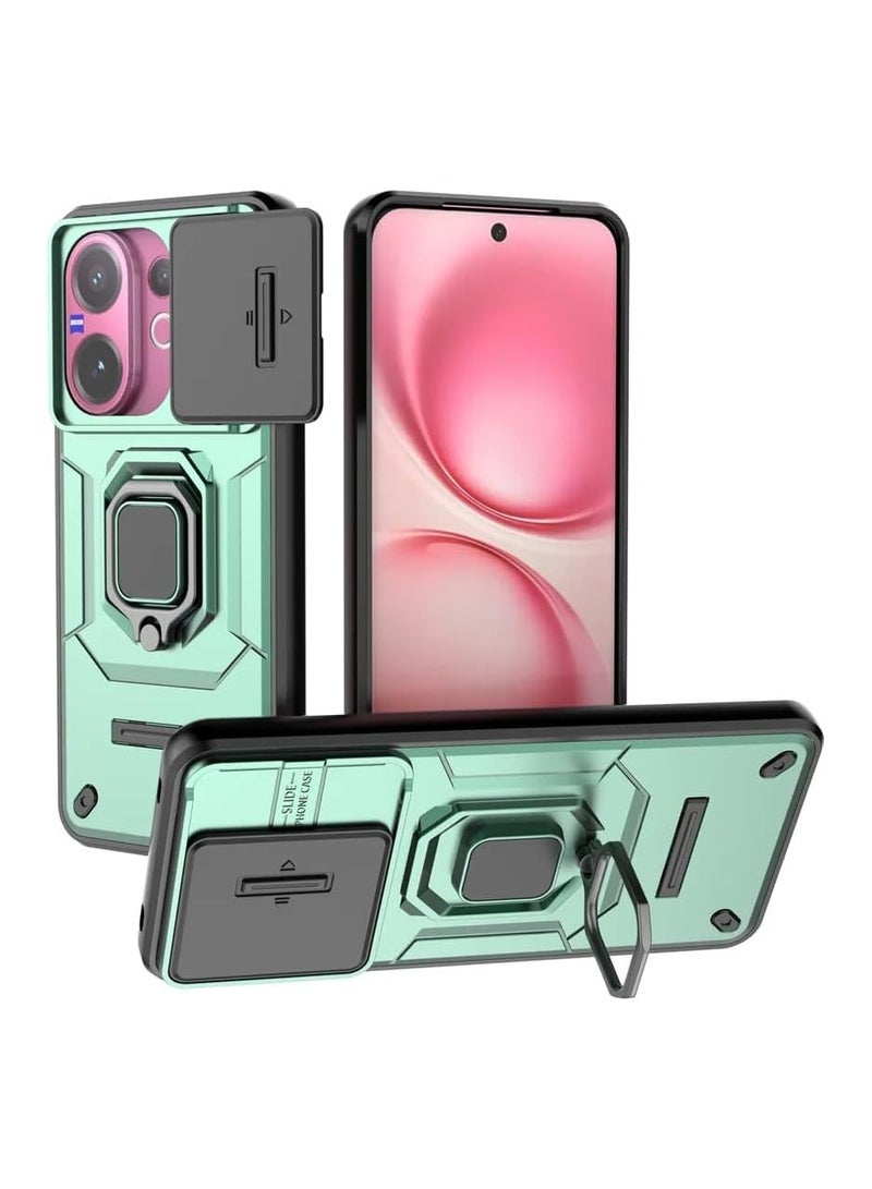 Compatible VIVO V60 5G, Heavy Duty Shockproof Case with Magnetic Holder and Lens Sliding Window Phone Cover