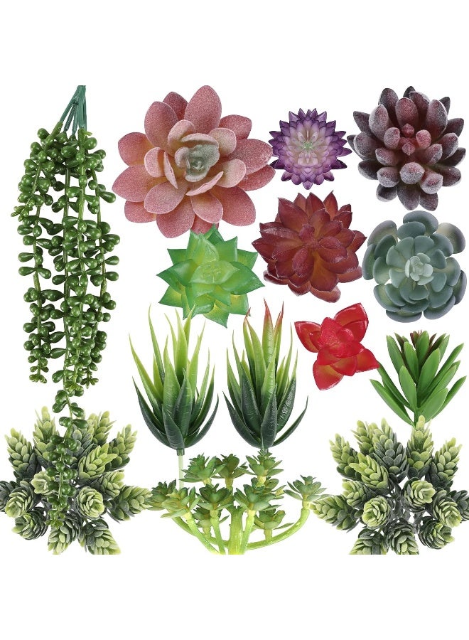CEWOR CEWOR 14pcs Artificial Succulents Unpotted Realistic Textured Succulent Plants Mini Fake Succulent Plants Faux, Premium Decor for DIY Crafting Home Floral Wall Garden Arrangement Office Decoration  - Image 1