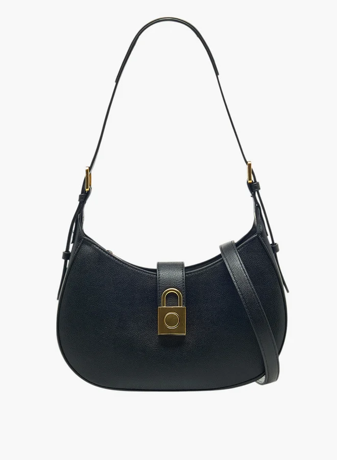 Flora Bella By Shoexpress Solid Shoulder Bag with Adjustable Strap and Zip Closure