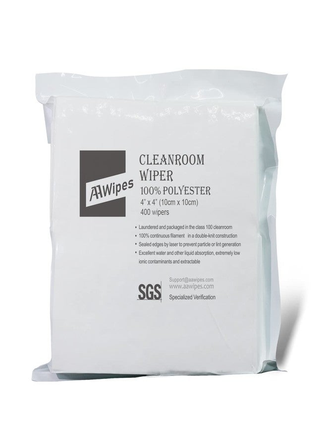 AAWipes Cleanroom Polyester Wipers 4"x4" (Bag of 400 Pcs) Double Knit 100% Polyester Wipes Lint Free Cloths with Ultra-fine Filaments, Laser Sealed Edge, Class 100 Cloths, Ultra-Soft Wipes - Image 1