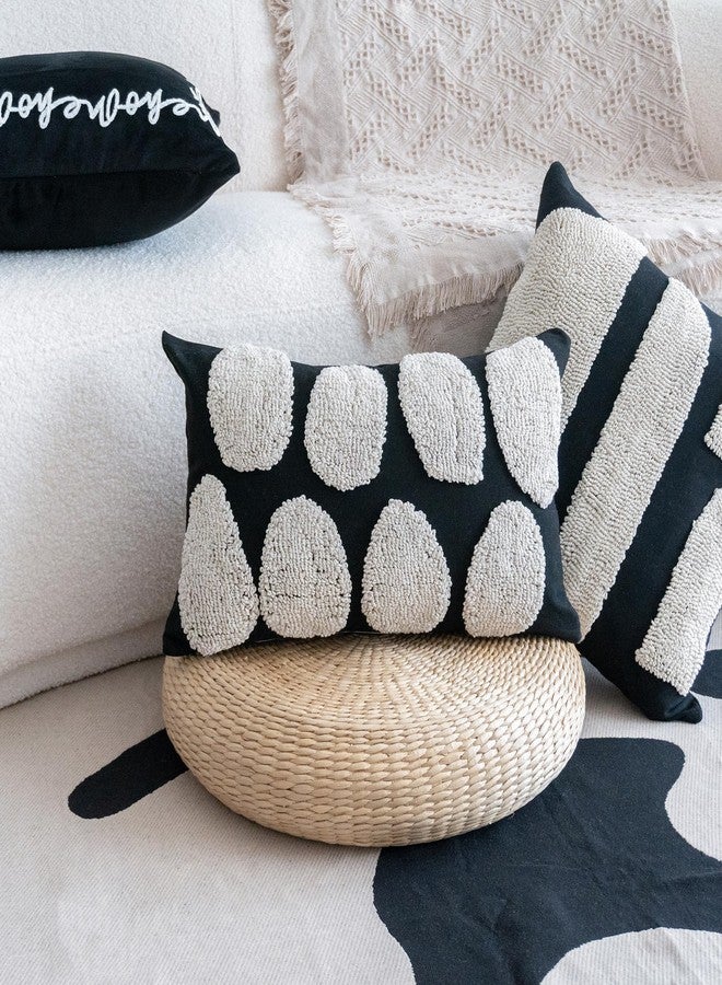VANNCIO Black White Boho Chunky Tufted Pillow Cover, Neutral Decorative Oblong Throw Pillow Case, Geometric Woven Modern Sham for Bed Couch Living Room, 12x20 inches, 1PCS - Image 4