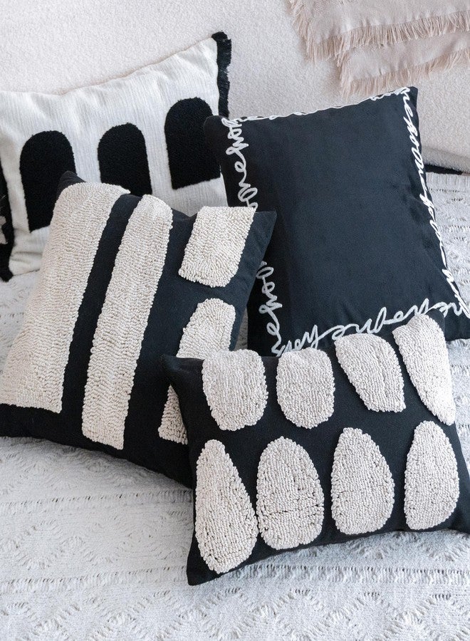 VANNCIO Black White Boho Chunky Tufted Pillow Cover, Neutral Decorative Oblong Throw Pillow Case, Geometric Woven Modern Sham for Bed Couch Living Room, 12x20 inches, 1PCS - Image 5