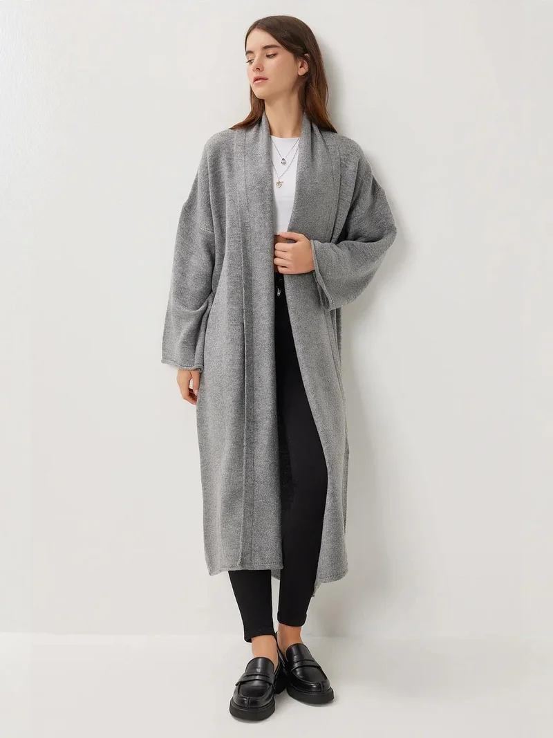Lovely Istanbul ISTANBUL Oversized Open Collar Long Knit Cardigan