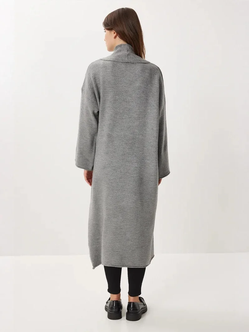 Happiness İstanbul ISTANBUL Oversized Open Collar Long Knit Cardigan