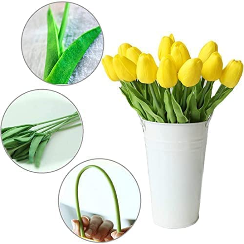 PlantaZee PlantaZee Artificial Tulip Flowers for Vase Home Decoration Living Room Bedroom Corner Table Top Wedding Party Decorative Items Looks Like Nature Long Elastic Flower Yellow  - Image 2