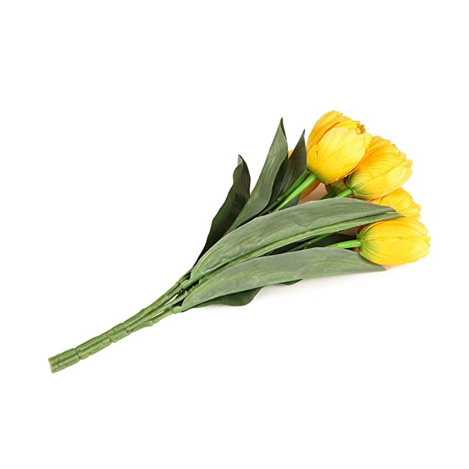 PlantaZee PlantaZee Artificial Tulip Flowers for Vase Home Decoration Living Room Bedroom Corner Table Top Wedding Party Decorative Items Looks Like Nature Long Elastic Flower Yellow  - Image 5