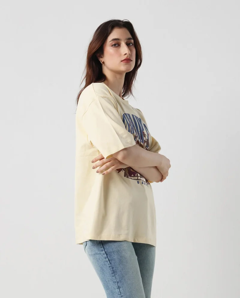 ريريزم تيشيرت نسائي كبير بطبعة أمامية