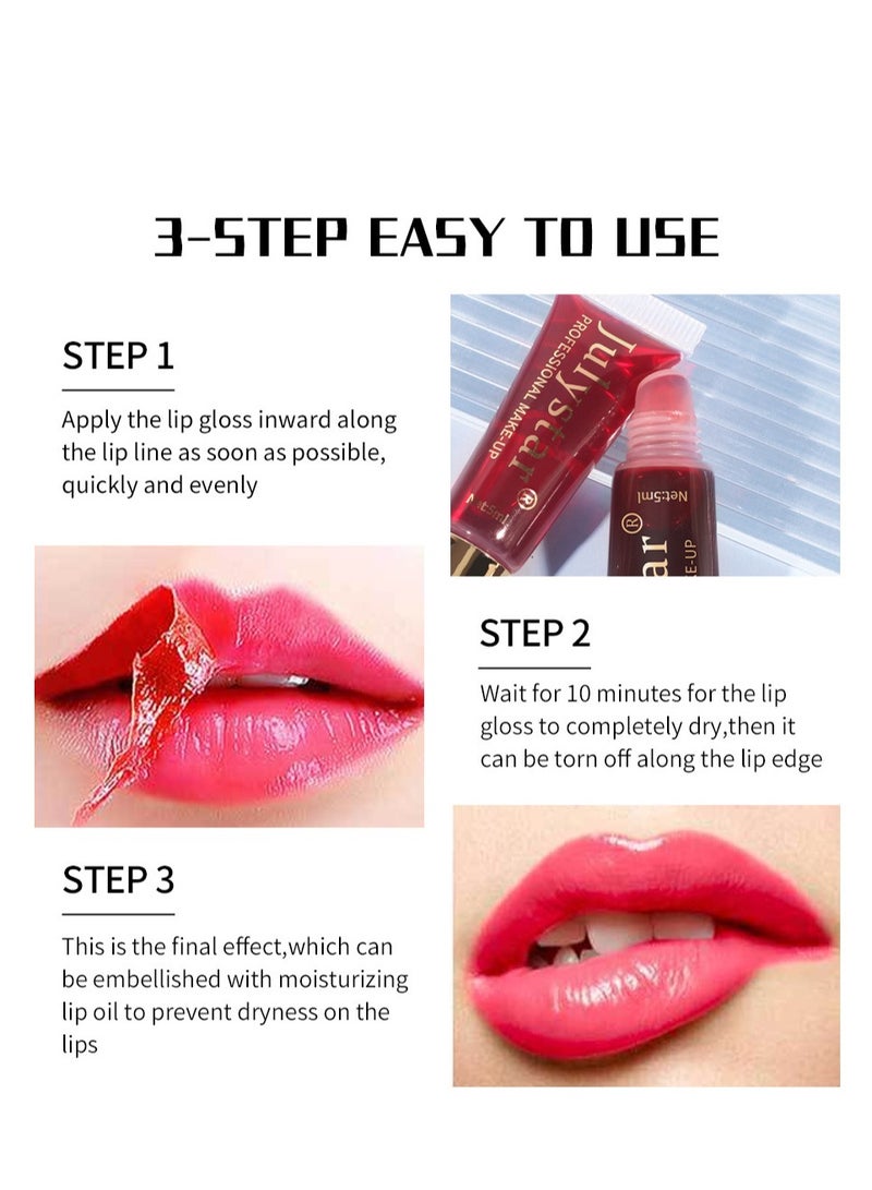 Julystar Peel Off Lip Stain, Non-Stick Cup & Non-Transferred, Waterproof & Durable Lip Gloss, Matte Finish Peel Off Lip Gloss, Lip Liner Tattoo Peel Off Highly Pigmented - Image 3