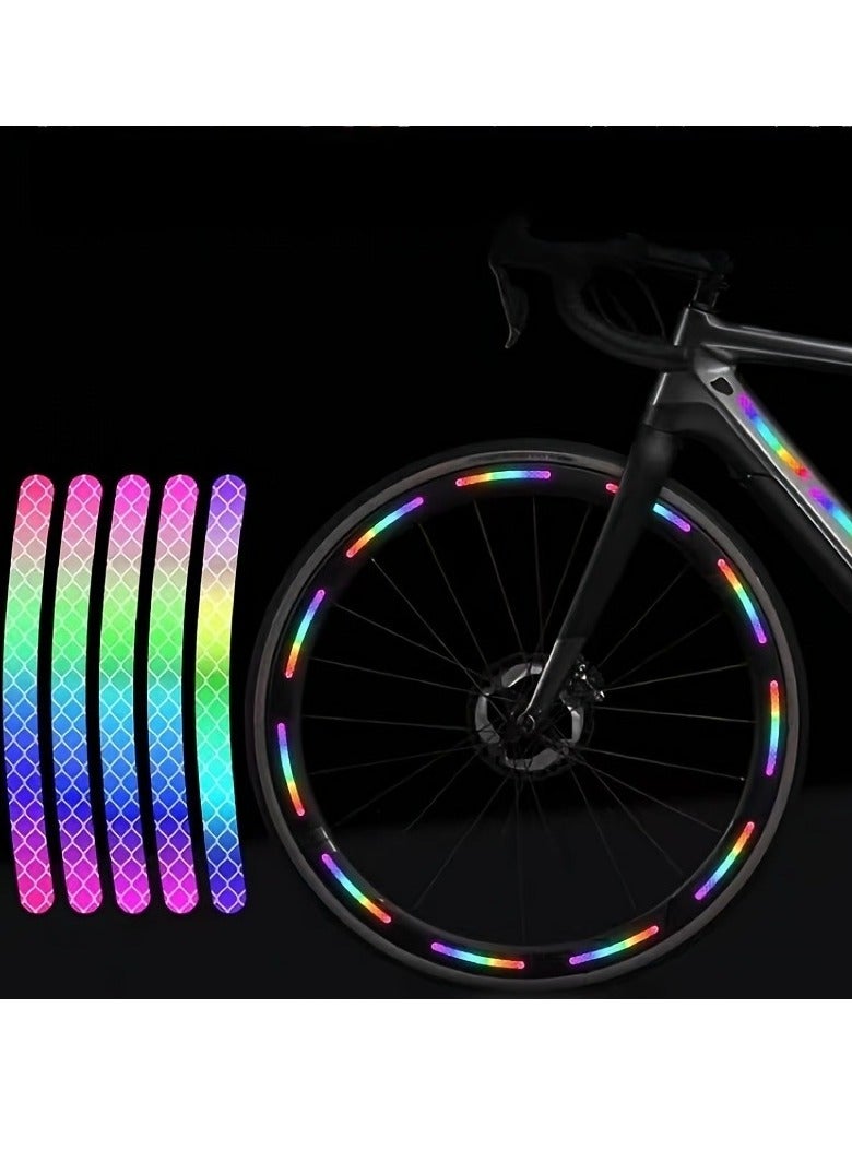 Generic Rainbow Reflective Stripe Car Wheel Stickers, 20 Pcs - Night Safety Warning, Anti-Scratch, Universal - Image 1