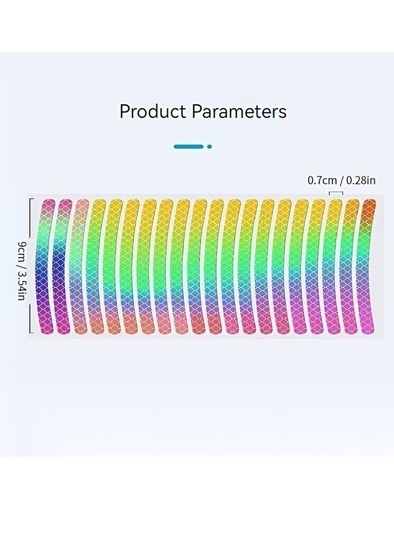 Generic Rainbow Reflective Stripe Car Wheel Stickers, 20 Pcs - Night Safety Warning, Anti-Scratch, Universal - Image 2