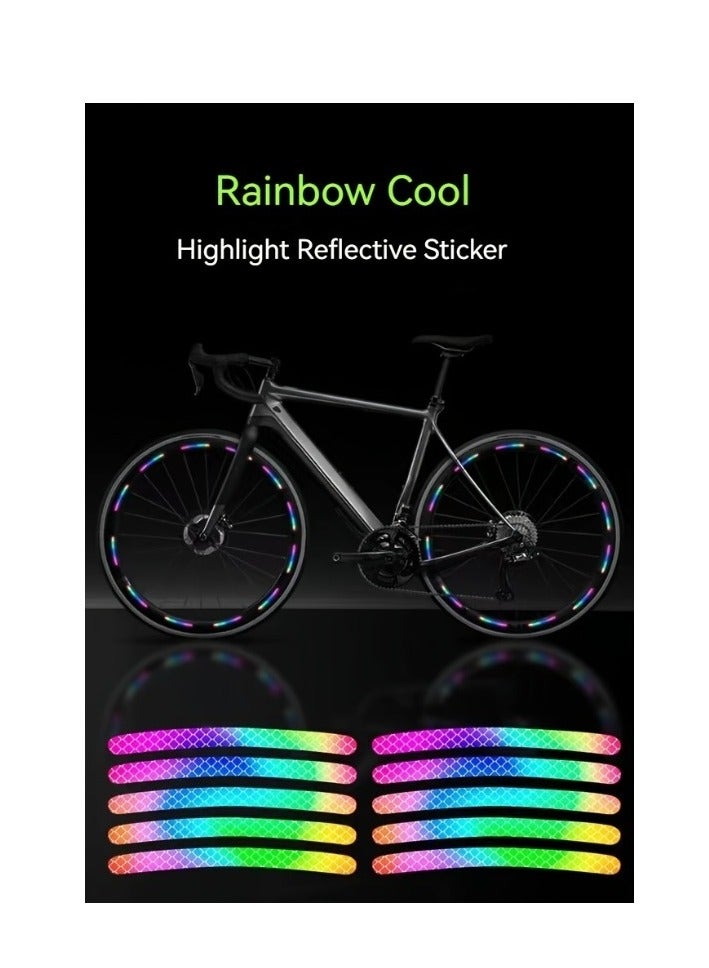 Generic Rainbow Reflective Stripe Car Wheel Stickers, 20 Pcs - Night Safety Warning, Anti-Scratch, Universal - Image 3