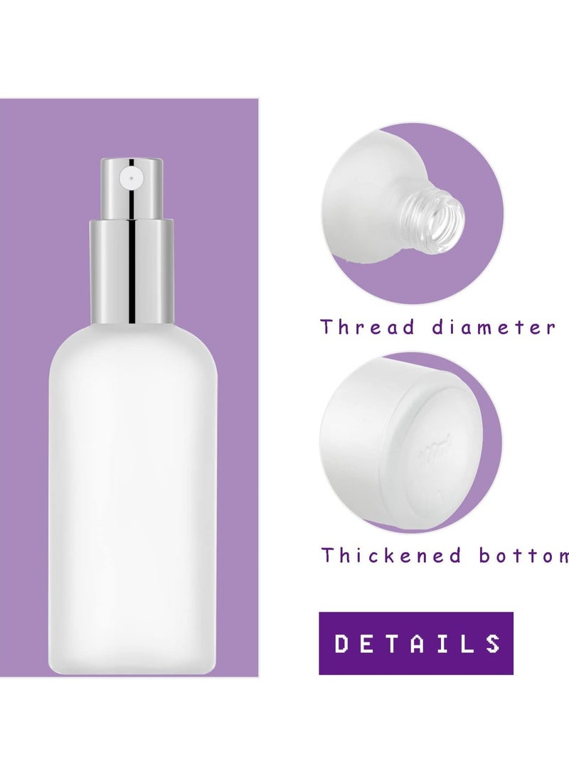 Oasisgalore 3.4 Oz Refillable Frosted Glass Perfume Bottle with Aluminum Pump and Cap (2PCS, Silver) - Image 3
