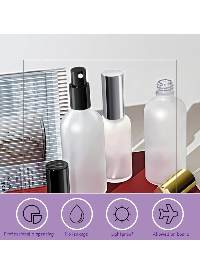 Oasisgalore 3.4 Oz Refillable Frosted Glass Perfume Bottle with Aluminum Pump and Cap (2PCS, Silver) - Image 5