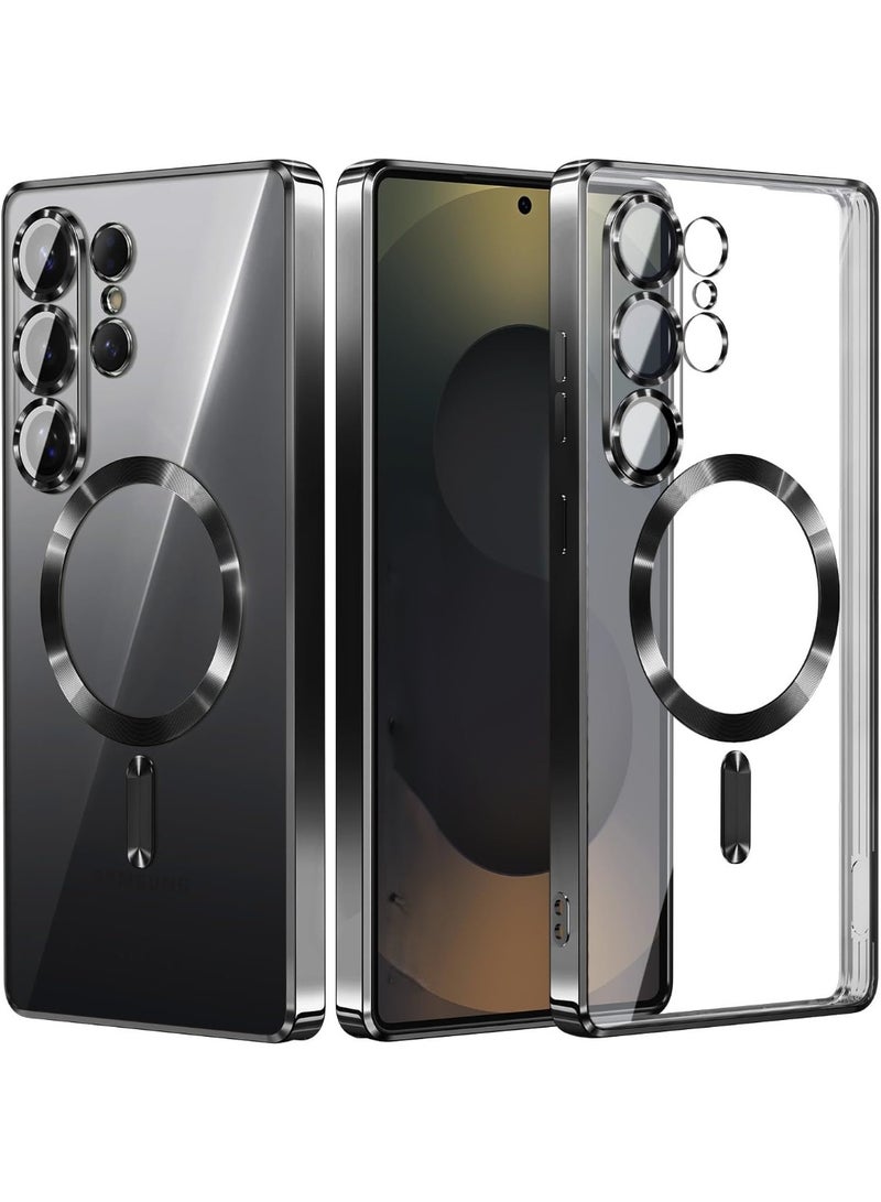 أكاليكس جراب مغناطيسي لهاتف سامسونج S24 ألترا، جراب شفاف، [متوافق مع ماج سيف، واقي عدسة كاميرا مدمج] | أسود - Image 1