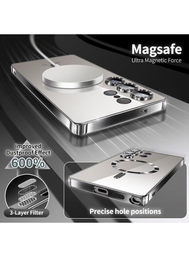 أكاليكس جراب مغناطيسي لهاتف سامسونج S24 ألترا، جراب شفاف، [متوافق مع ماج سيف، واقي عدسة كاميرا مدمج] | أسود - Image 5