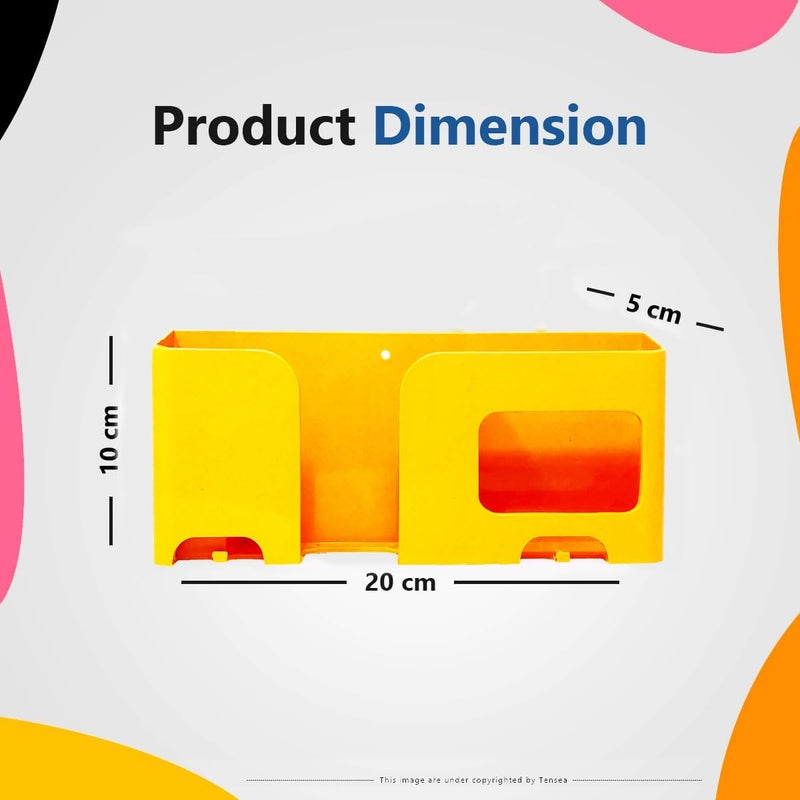 WALLVIEW TECH Wall Mount Mobile Holder | Plastic Storage Case for Ac/Tv Remotes | Multi-Purpose Wall Phone Stand for Charging | Remote Wall Organiser | Smart Stand Wall Gadget (Orange) - Image 3